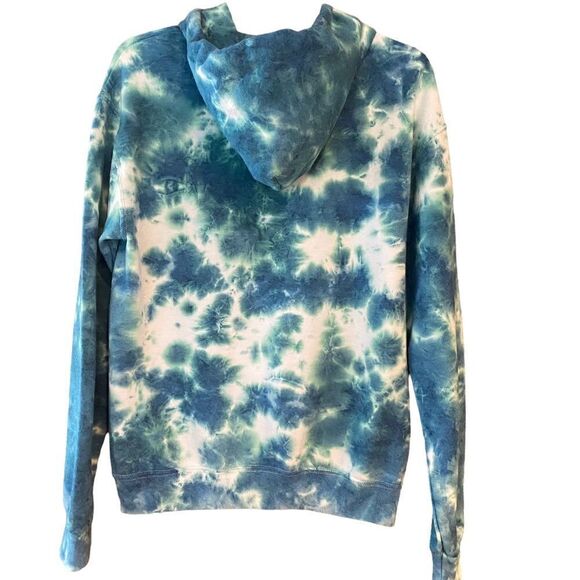 Artist Union Unisex Sz S Turquoise Tie-Dye Drawstring Hoodie Sweatshirt - Picture 2 of 7